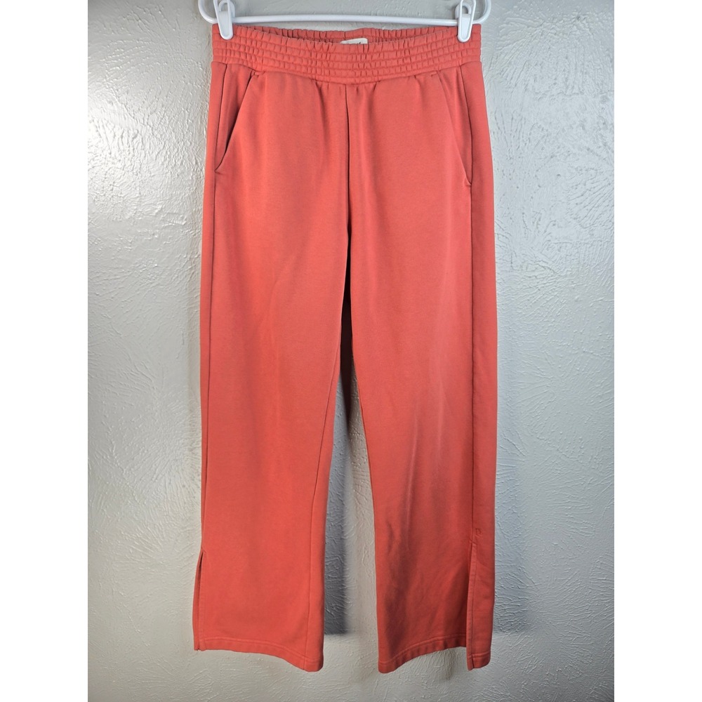 Pact Split Hem Wide Leg Sweatpants Sz L Orange Organic Cotton Pull On Loungewear